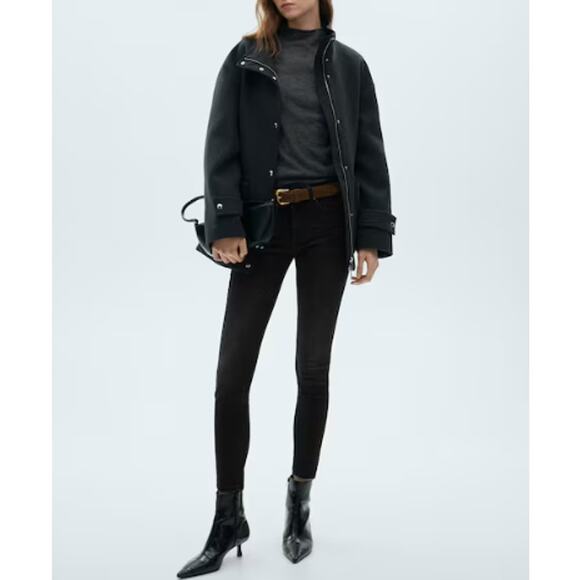 NEW MNG Women's Black Denim Mid Rise Skinny Pushup Jeans Size 10 - Picture 7 of 7